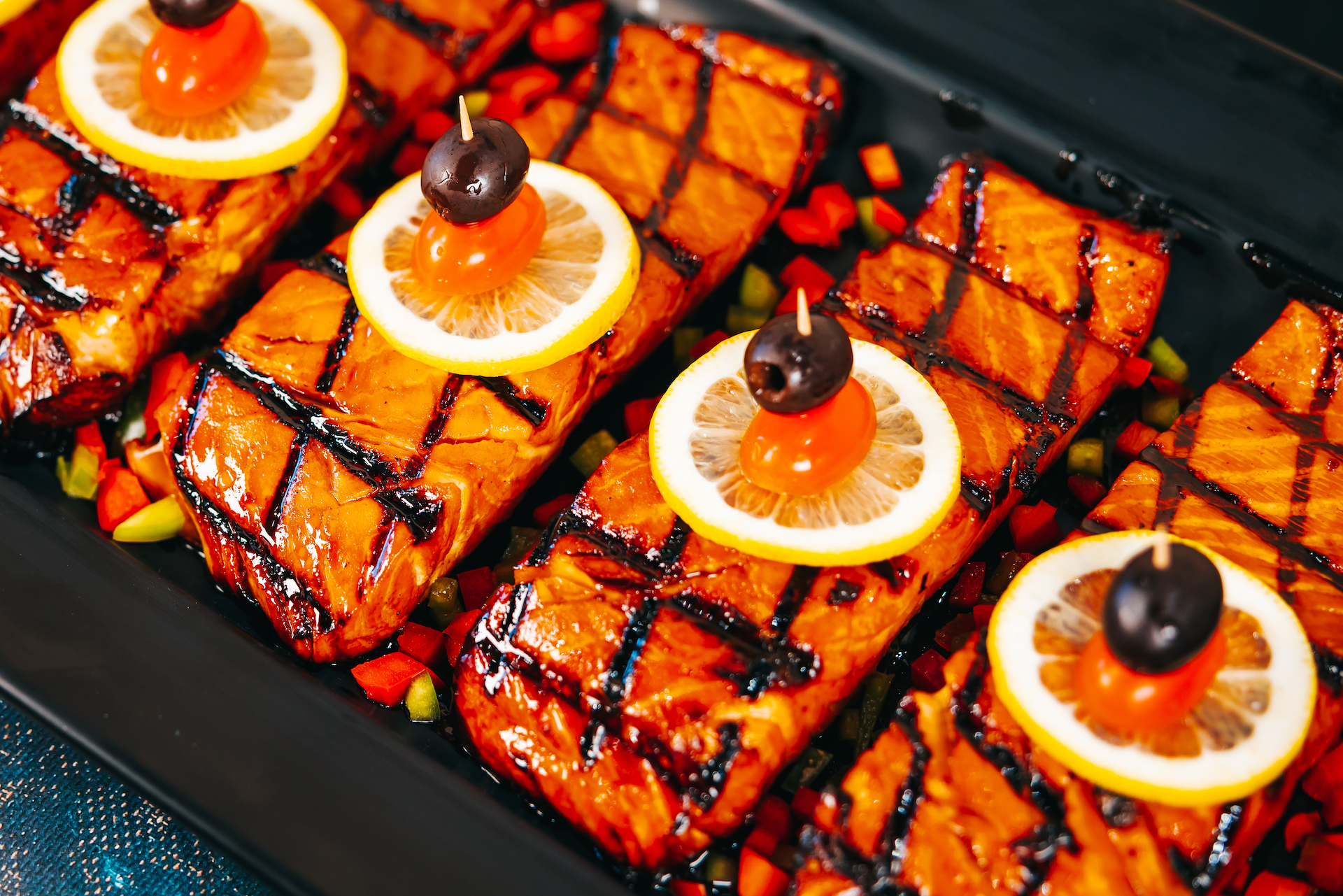 Fresh grilled salmon by Fish Tales Gourmet Seafood Market